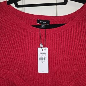 Express Women's Vibrant Red Crew Neck Sweater
